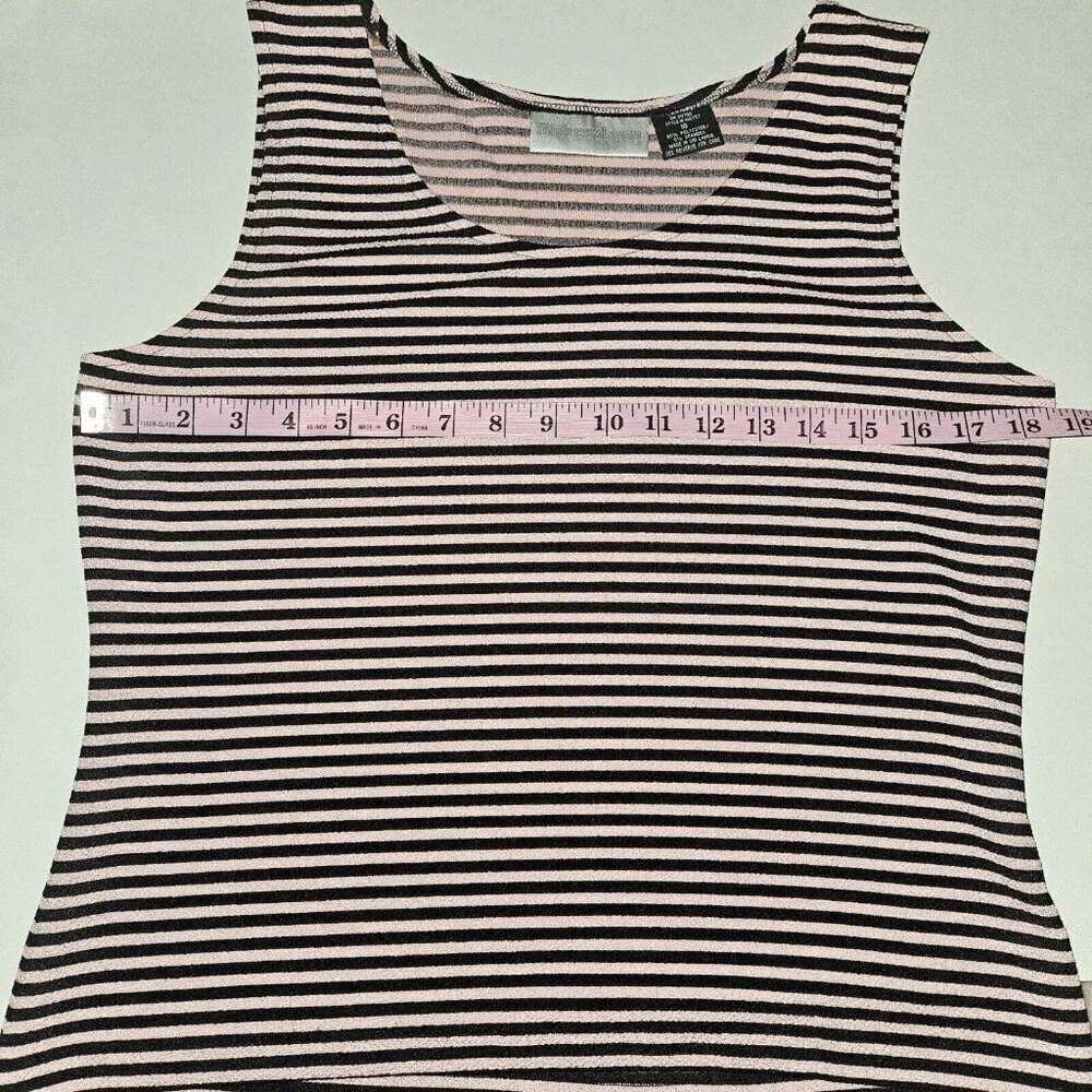 Dressbarn Pink Black Blazer Jacket Striped Tank Top Matching Set Size 10